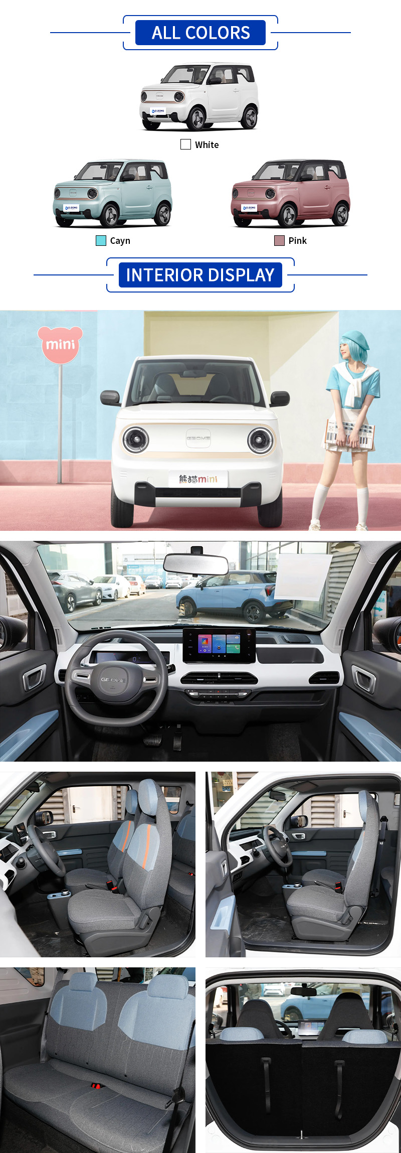 Geely Panda Mini All Colors,Geely Panda Mini All Interior Display